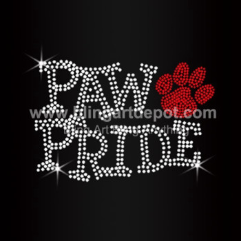 Paw Pride Iron On Rhinestone Heat Transfer